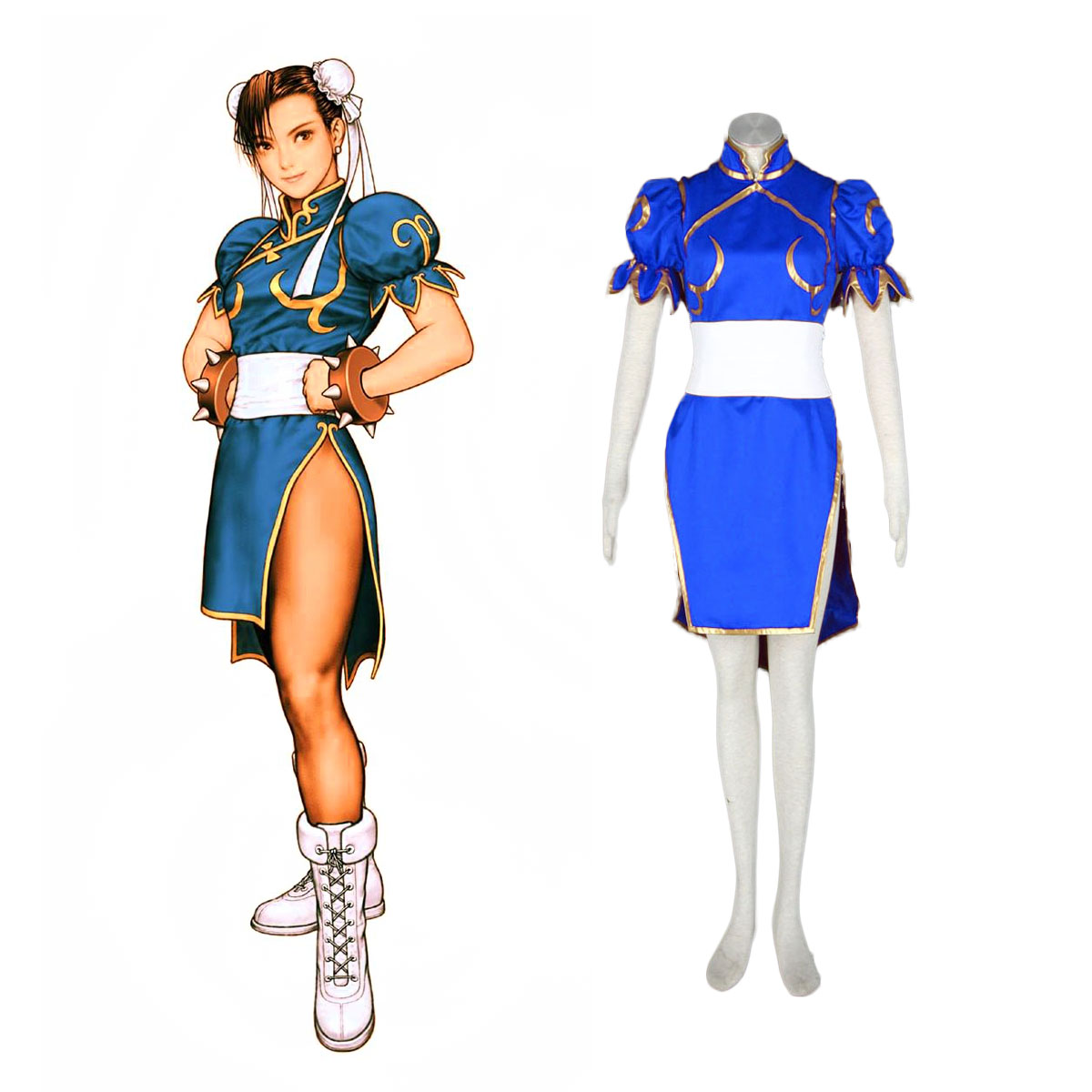 Street Fighter Chun-Li 1 Blue Cosplay Costumes AU