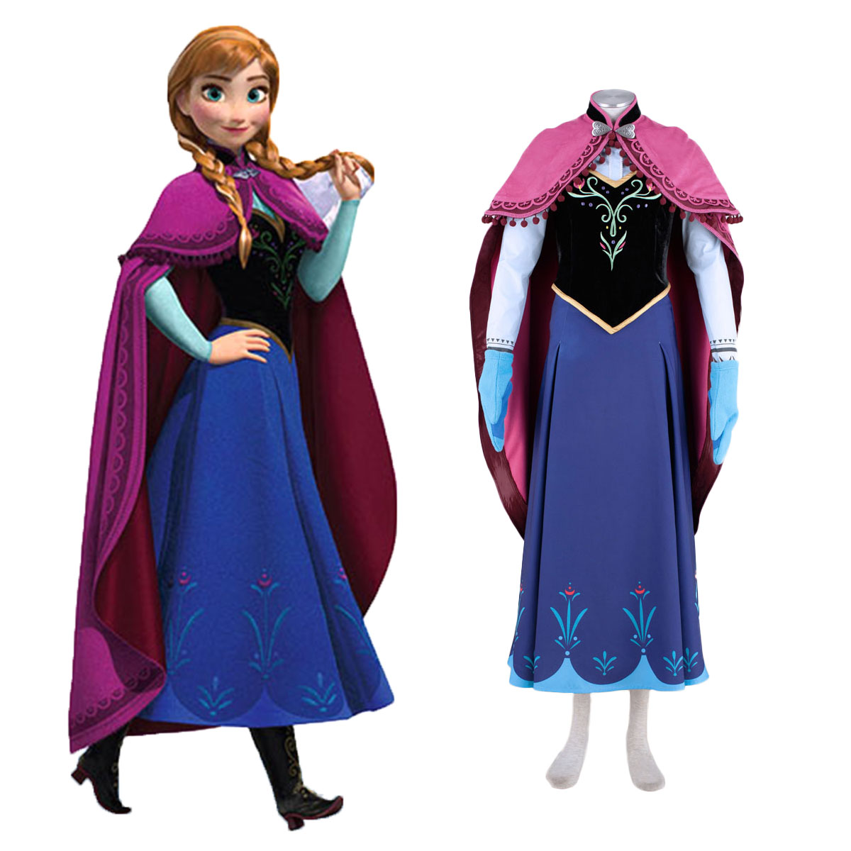 Frozen Anna 1 Cosplay Costumes AU