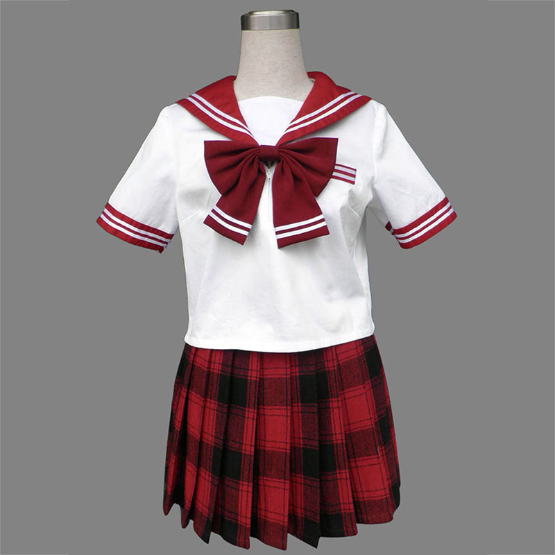 Sailor Uniform 6 Red Grid Cosplay Costumes AU
