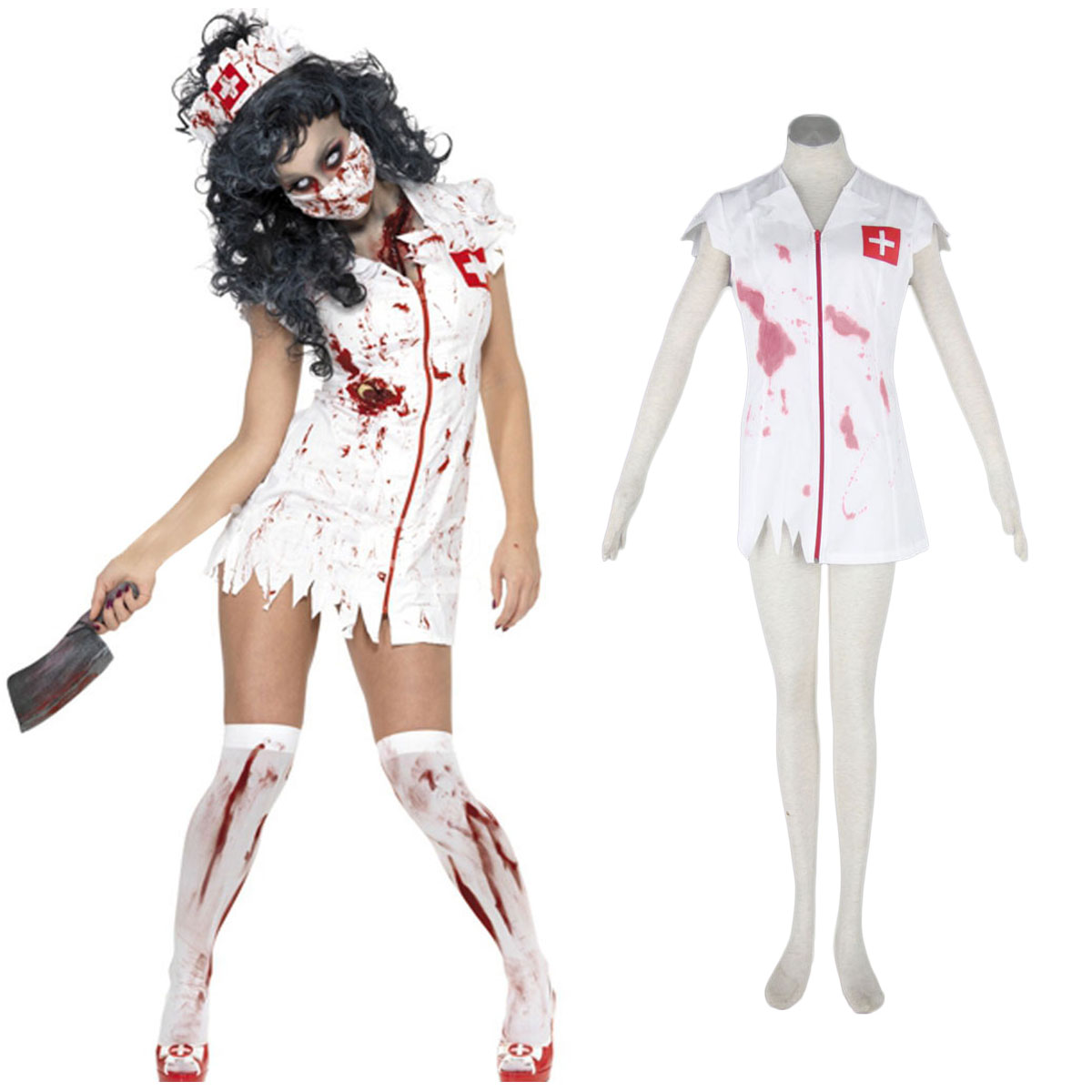 Halloween Culture Zombie Burst Blood Nurses 1 Cosplay Costumes AU