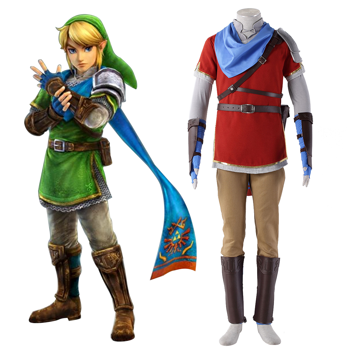 The Legend of Zelda Hyrule-Warriors Link 6 Red Cosplay Costumes AU