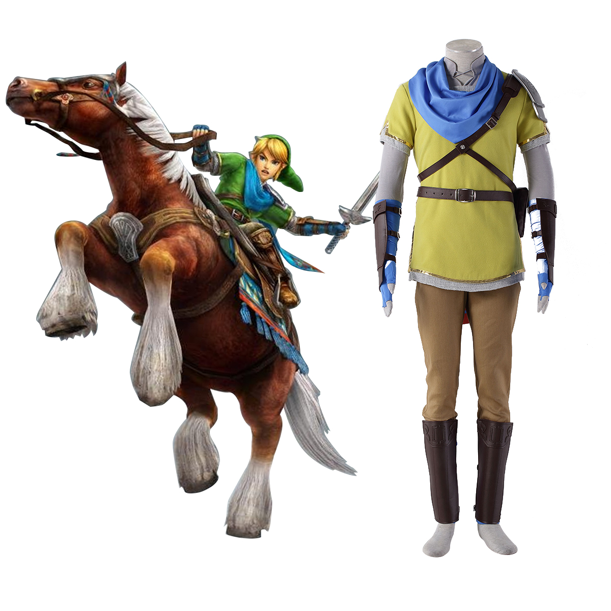 The Legend of Zelda Hyrule-Warriors Link 7 Yellow Cosplay Costumes AU