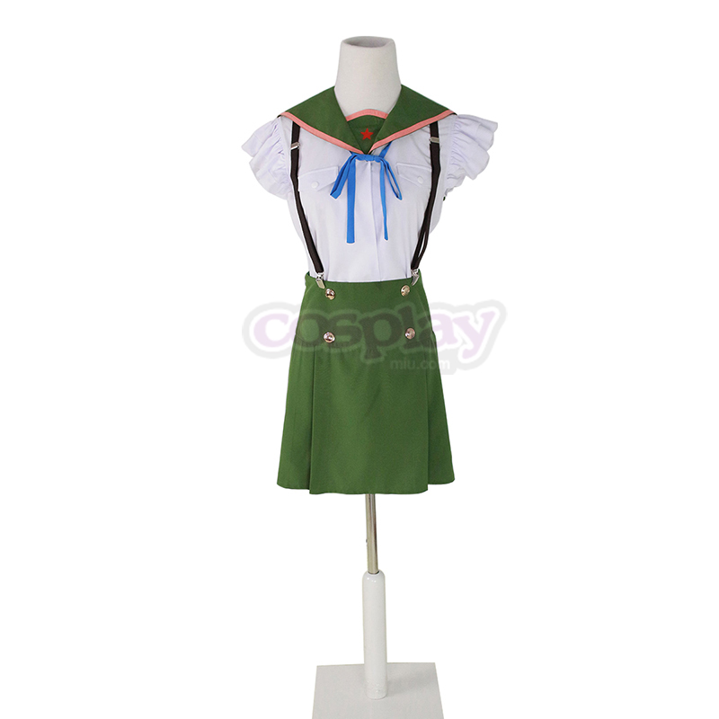 School-Live! Ebisuzawa Kurumi 1 Green Sailor Cosplay Costumes AU