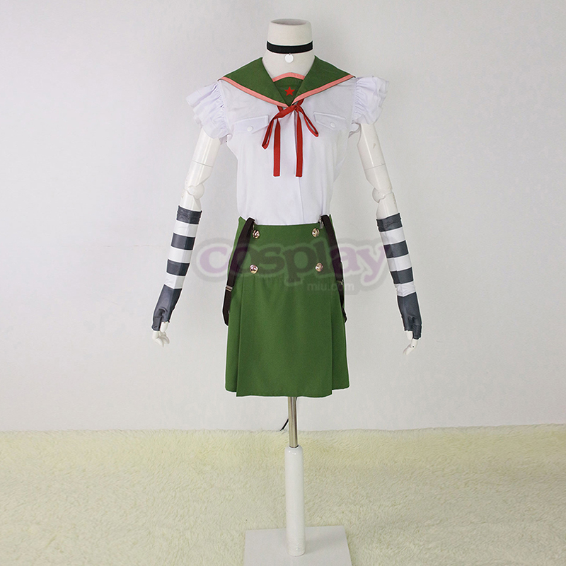 School-Live! Ebisuzawa Kurumi 1 Green Sailor Cosplay Costumes AU