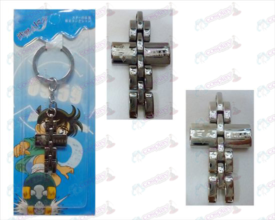 Conan black and white cross key chain