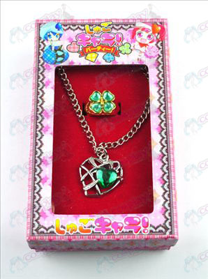 Shugo Chara! Accessories heart-shaped necklace + ring (green)