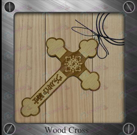 Vampire knight Accessories-Rose flag wooden cross necklace
