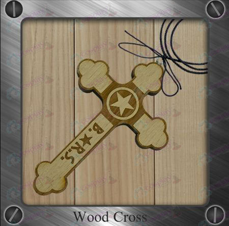 Lack Rock Shooter Accessories-star flag wooden cross necklace