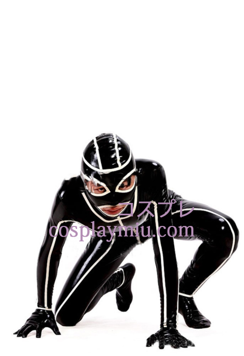 2013 Black and White Full Body Covered Latex Costume with Open Eyes and Mouth