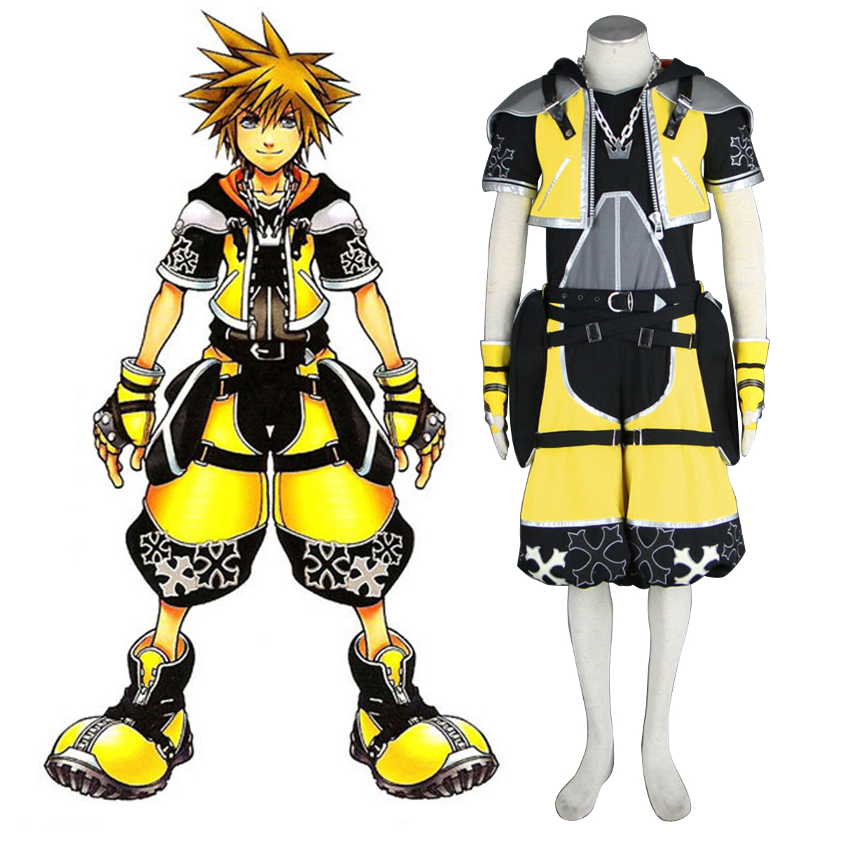 Kingdom Hearts Sora 3 Yellow Cosplay Costumes AU
