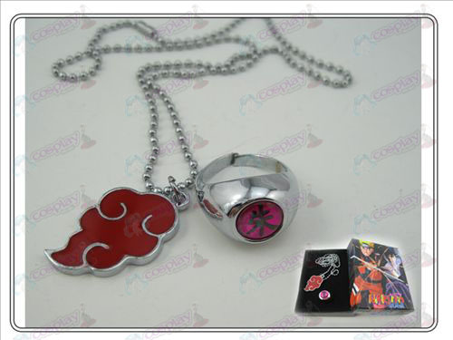 Naruto Red Cloud necklace + ring (three-piece)