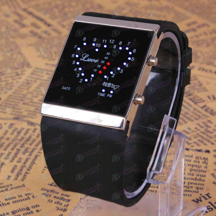 Hatsune Miku Accessories logo black love LED Watch