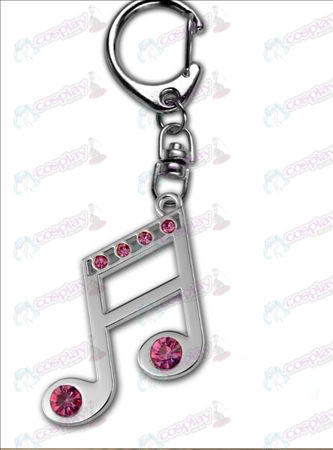 Hatsune - 16th note with diamond 925 silver keychain