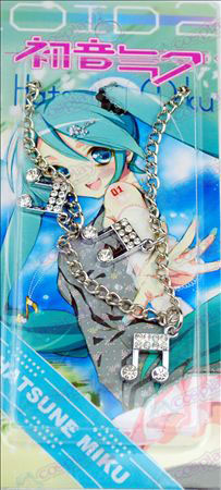 Card installed Hatsune notes three diamond pendant necklace