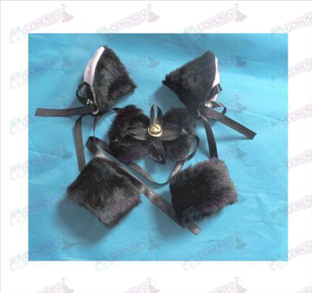 Black bell BB folder cat ears + tie + Elastic Bracelet