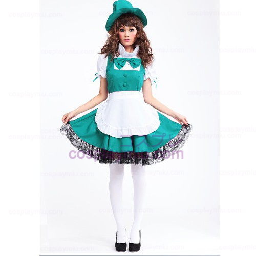 White Apron and Green Skirt Anime Lolita Maid Costumes