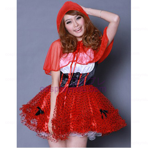 Red Pompon Veil Skirt Maid Costumes