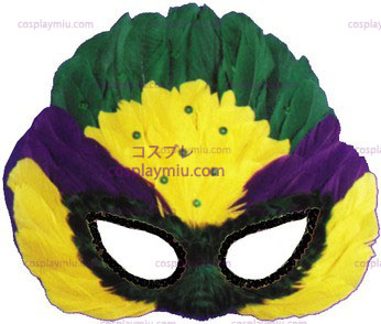 Mask Mardi Gras Sequin Feather