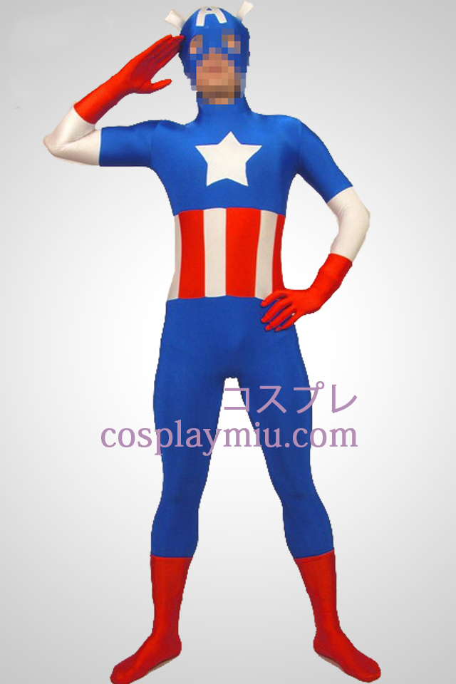 Capitain American Lycra Spandex Superhero Zentai Suit