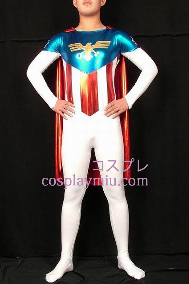 Flag Superman Lycra And Shiny Metallic Superhero Zentai Suit