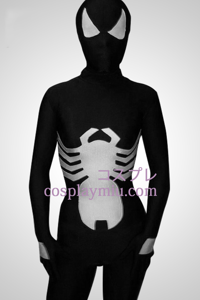 Black And White Lycra Spiderman Superhero Zentai Suit