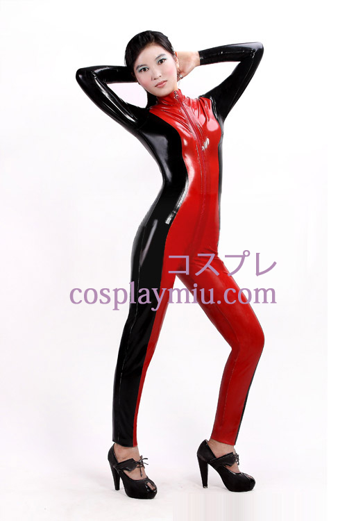 Black and Red Latex Catsuit