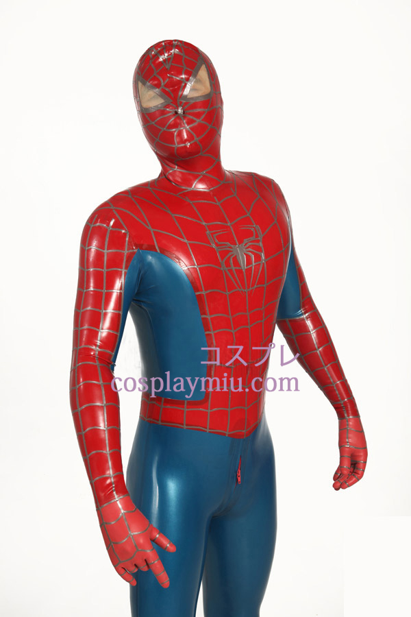 Red and Blue Striped Spiderman Superhero Zentai Suit