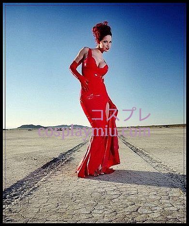 Red Sexy Female Latex Long Dress