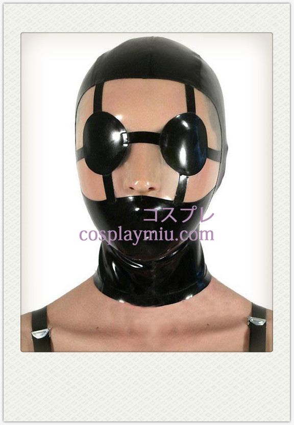 Shiny Black SM Latex Mask with Distinct Eyeshade