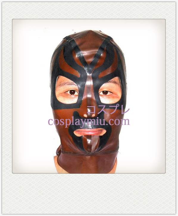 Brown and Black Male Latex Mask with Open Eyes and Mouth