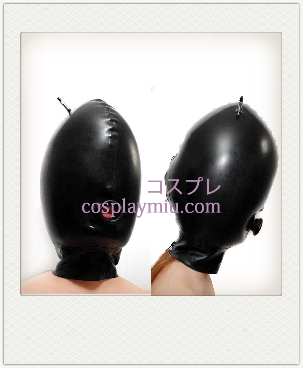 Black All Face Covered and Inflatable Latex Mask