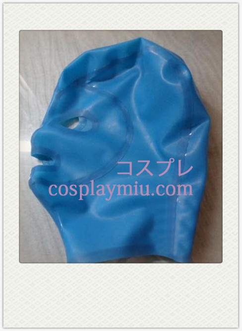 Blue Unisex Latex Mask with Open Eyes and Mouth