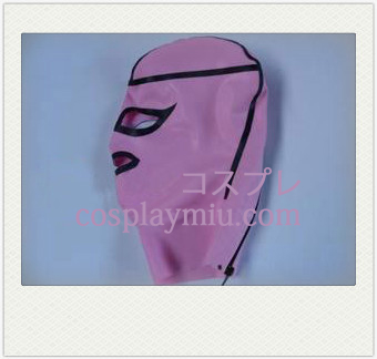 Pink and Black Female Latex Mask with Open Eyes and Mouthand Mouth