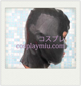 Black Unisex Latex Mask with Open Eyes and Mouth