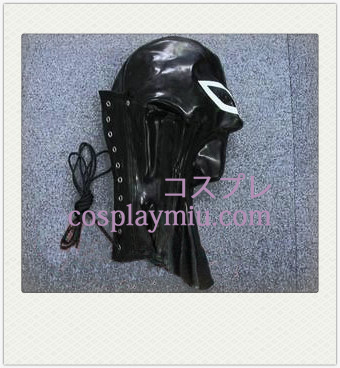 Black and White Latex Mask with Neck Binding Yarn