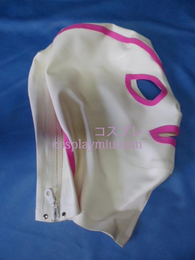 Pink and White Latex Mask with Open Eyes and Mouth
