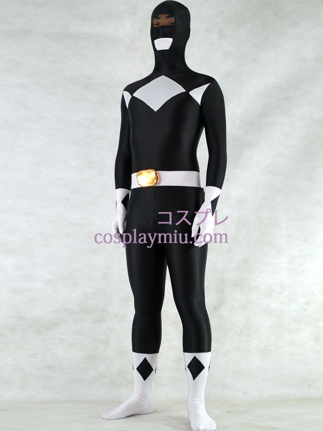 White And Black Lycra Spandex Unisex Zentai Suit