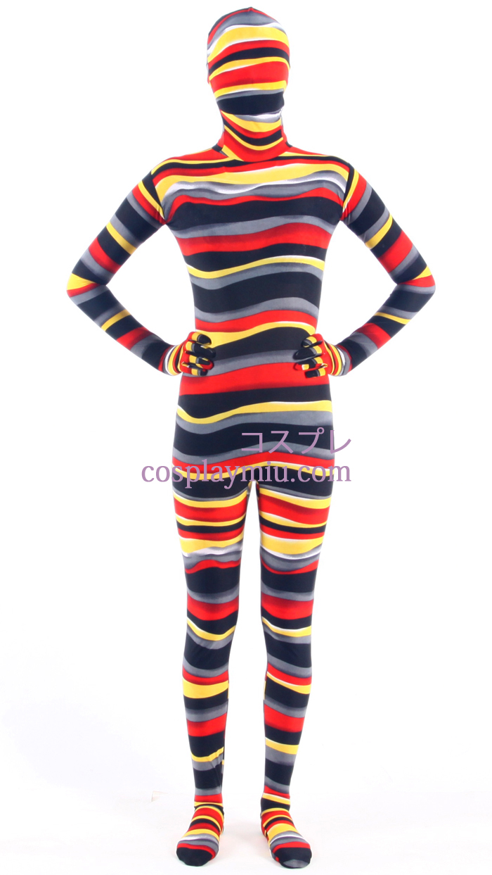 Striped Multi-color Lycra Zentai Suit