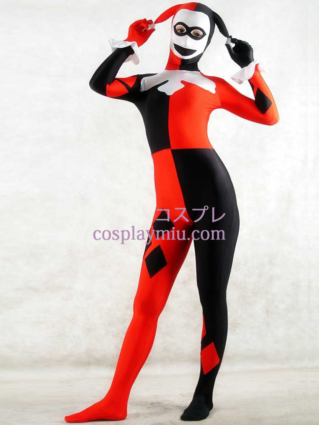 Black White And Red Lycra Spandex Clown Unisex Zentai Suit
