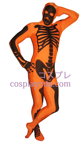 Orange Skeleton Lycra Zentai Suit